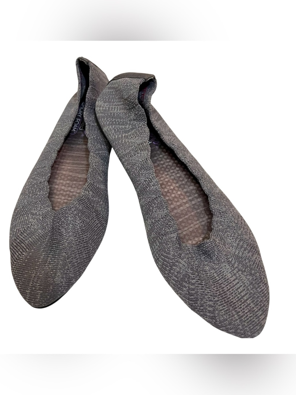 Skechers  Memory Foam Gray Knit Slip-On Ballet Flats